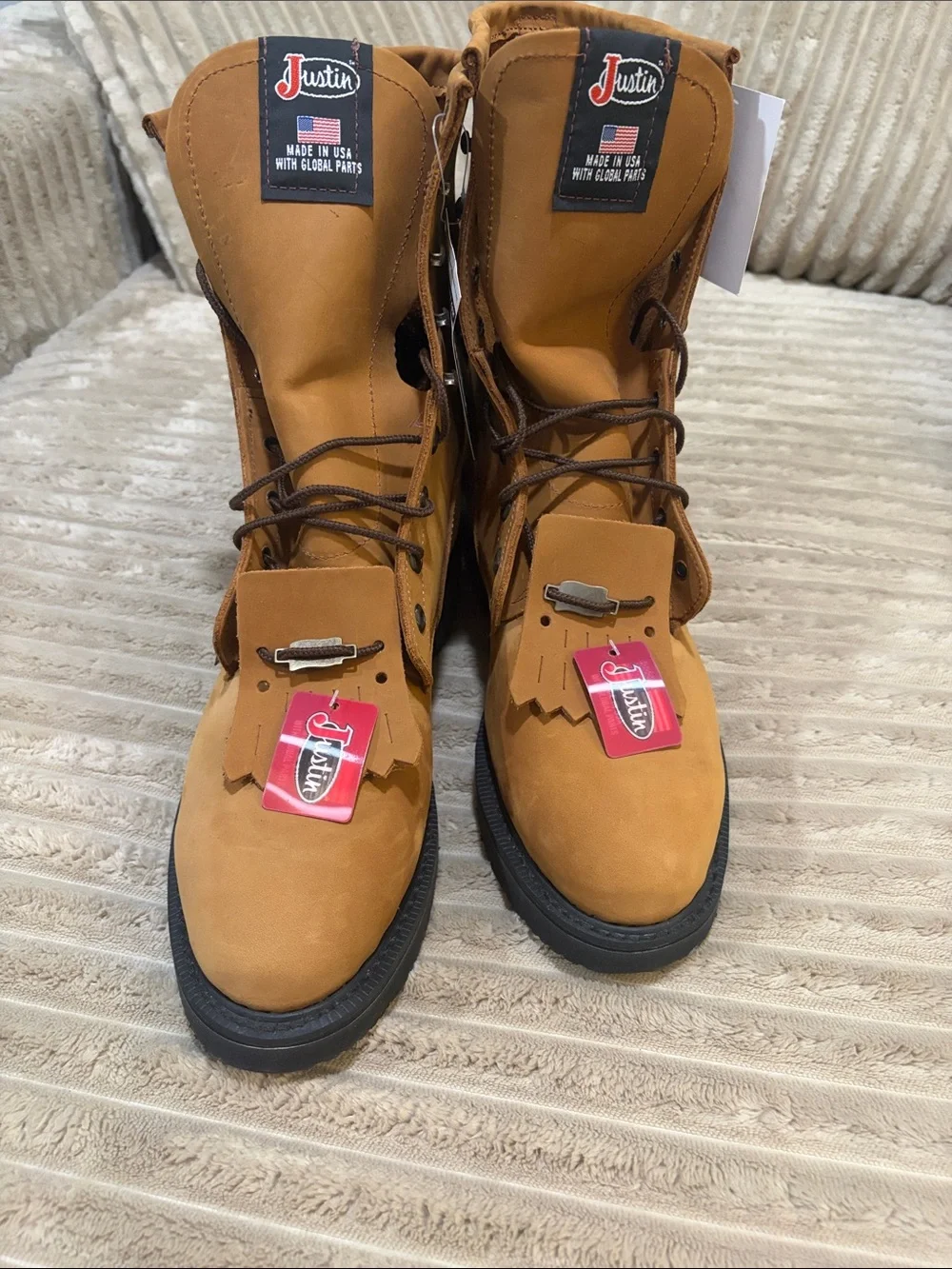 JUSTIN BOOTS men’s work boot 8’’ lace up 12 D nwt